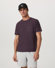 Vuori Short Sleeve Strato Pocket Tee - Relaxed Fit Raisin Heather