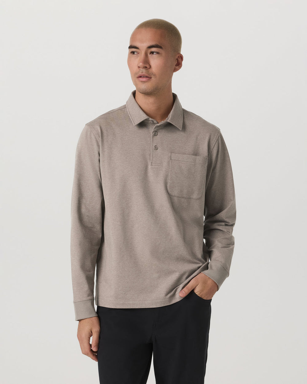 Vuori Men's Long Sleeve Coronado Rugby Walnut Heather