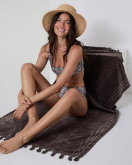 Vuori Fringe Beach Towel Java Quick Dry Towel