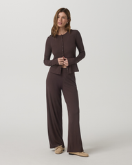 Vuori Long Sleeve Pose Twin Cardigan Women's French Roast Top