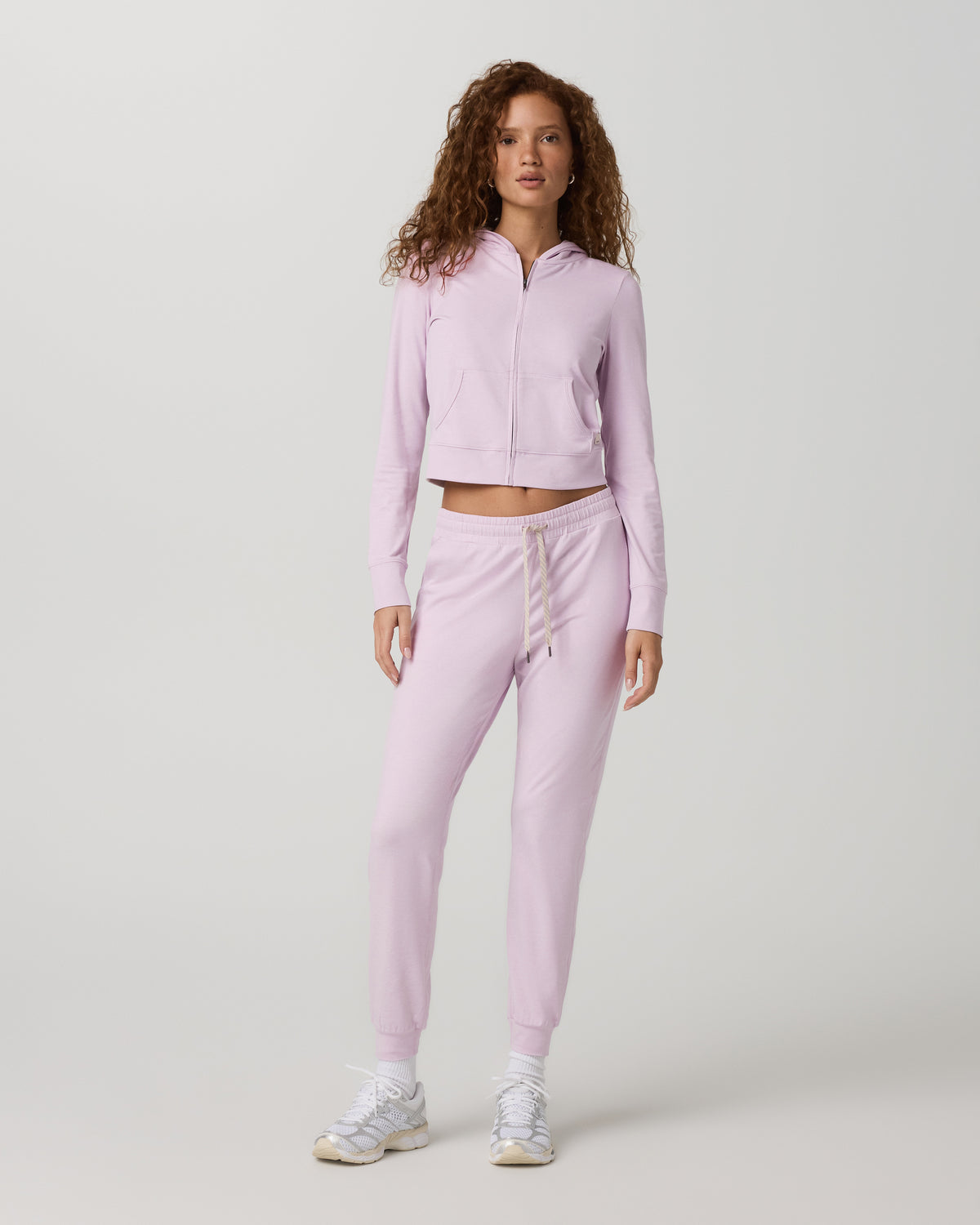 Vuori Halo Mini Full Zip Hoodie Lilac Breeze Heather Fitted Hoodie