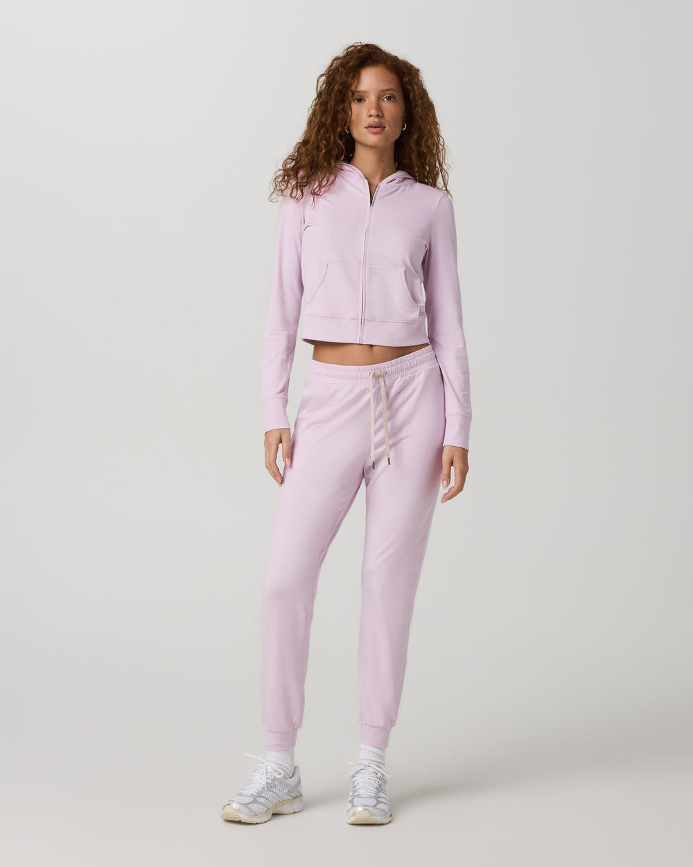 Vuori Halo Mini Full Zip Hoodie Lilac Breeze Heather Fitted Hoodie