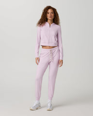 Vuori Halo Mini Full Zip Hoodie Lilac Breeze Heather Fitted Hoodie
