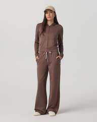 Vuori Halo Mini Full Zip Hoodie Women's Sable Heather Hoodie
