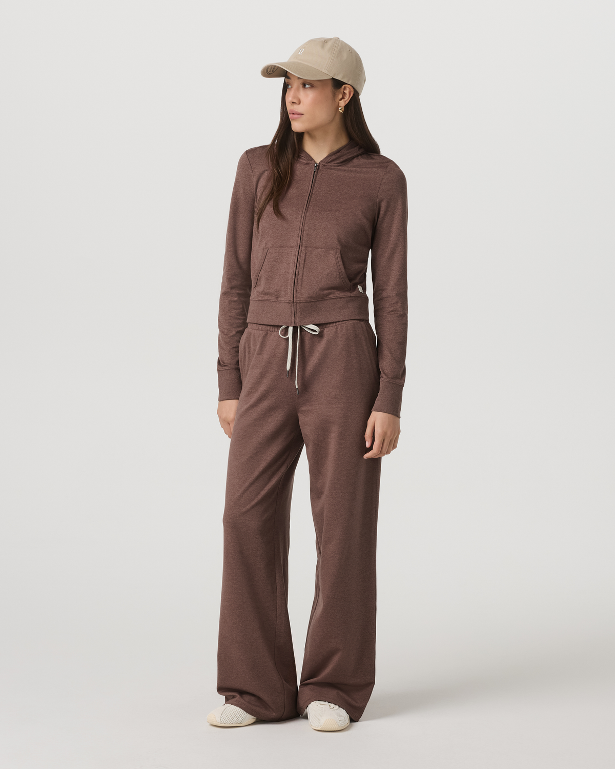 Vuori Halo Mini Full Zip Hoodie Women's Sable Heather Hoodie