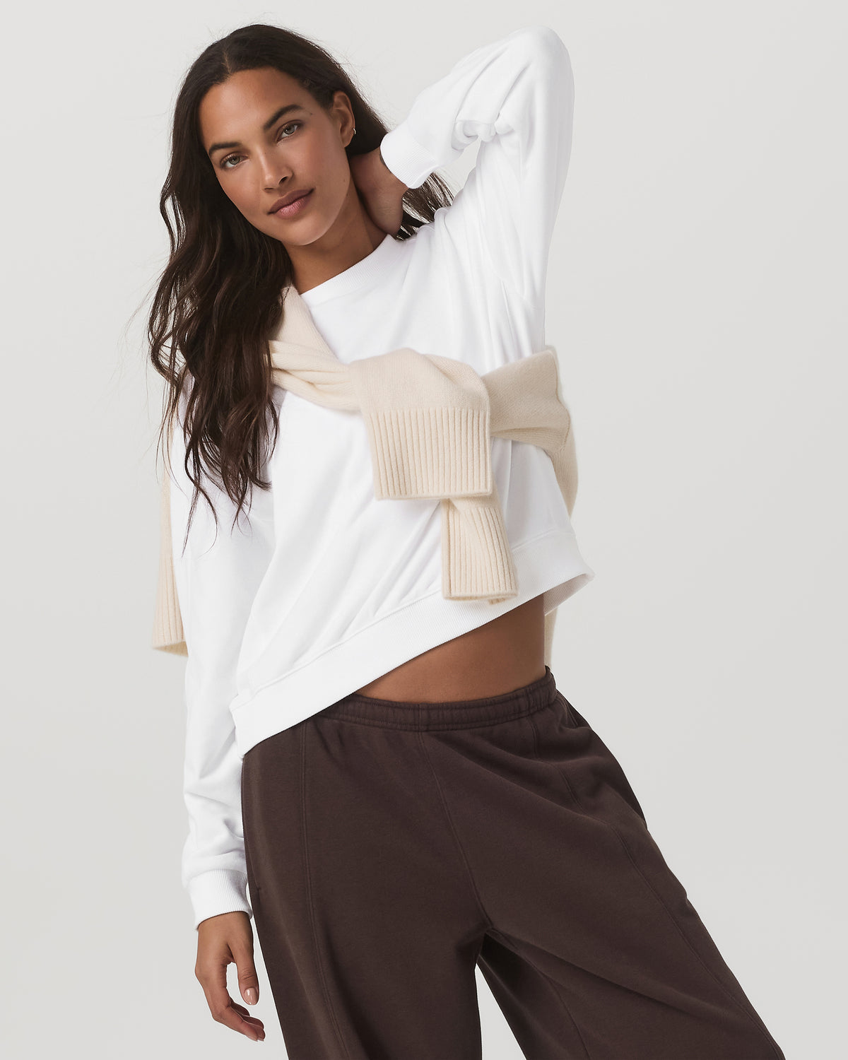 Vuori Sedona Seams Crew Women's White Fleece Sweatshirt