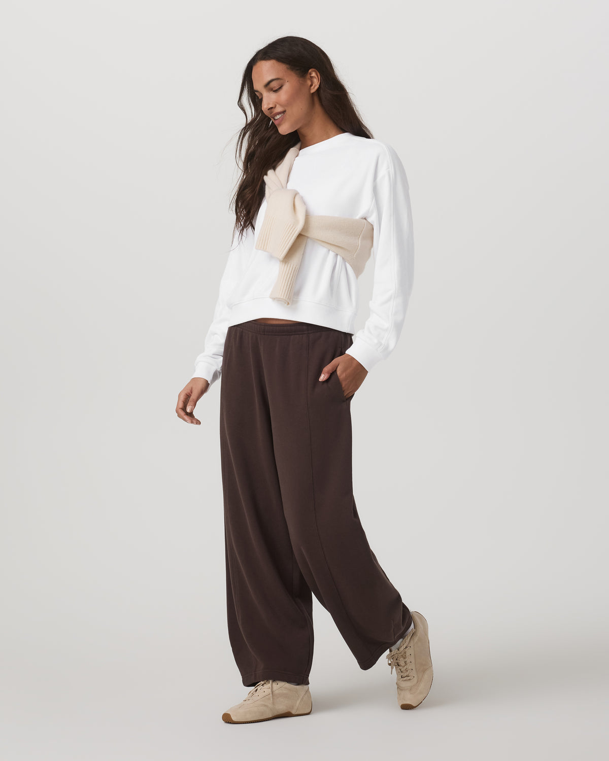 Vuori Sedona Seams Crew Women's White Fleece Sweatshirt