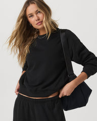 Vuori Sedona Seams Crew Women's Black Fleece Sweatshirt