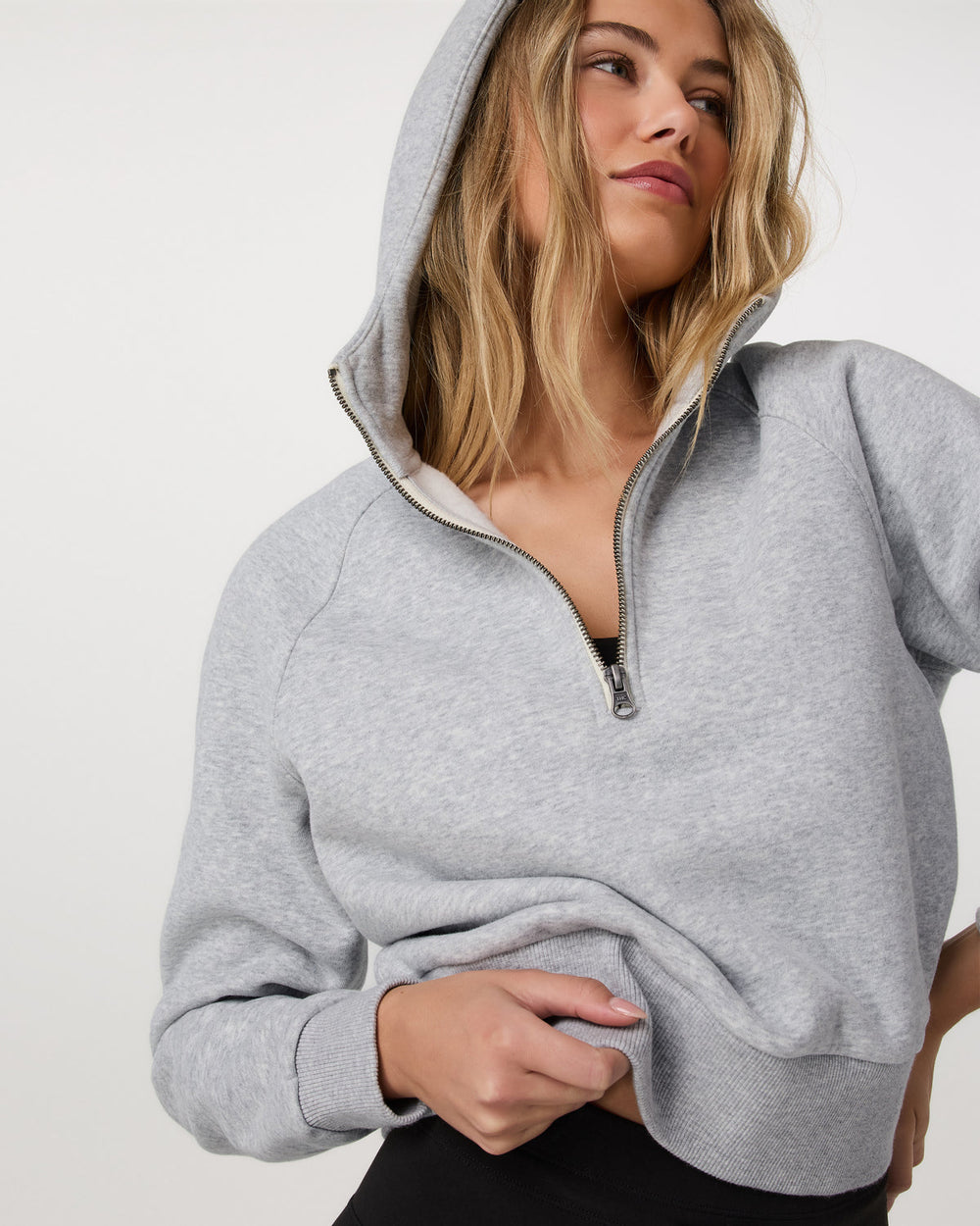 Vuori Restore Half Zip Hoodie Light Heather Grey Hoodie