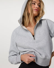 Vuori Restore Half Zip Hoodie Light Heather Grey Hoodie