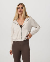 Vuori Halo Full Zip Hoodie Women's Ecru Heather Hoodie