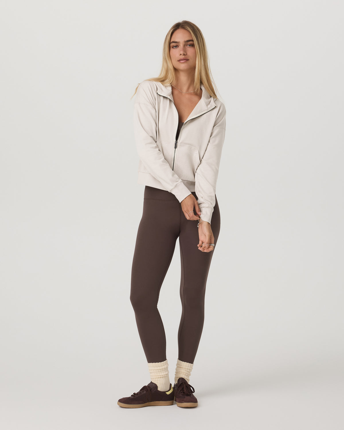 Vuori Halo Full Zip Hoodie Women's Ecru Heather Hoodie