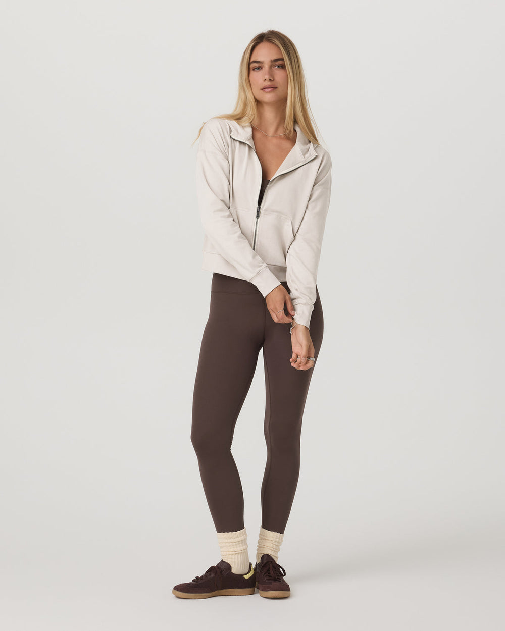 Vuori Halo Full Zip Hoodie Women's Ecru Heather Hoodie
