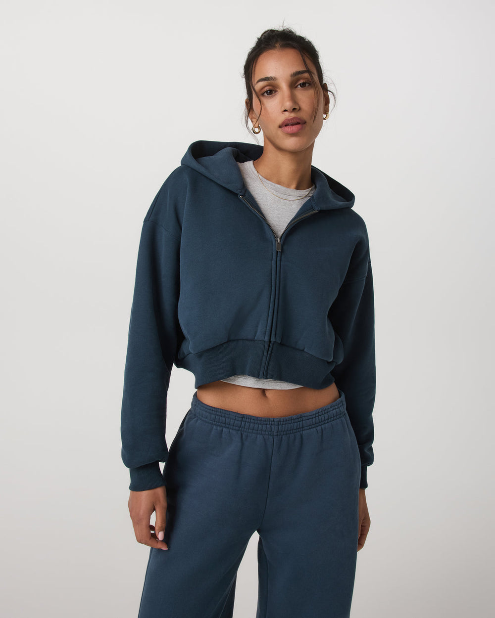 Vuori Restore Mini Full Zip Hoodie Ocean Blue Oversized Hoodie