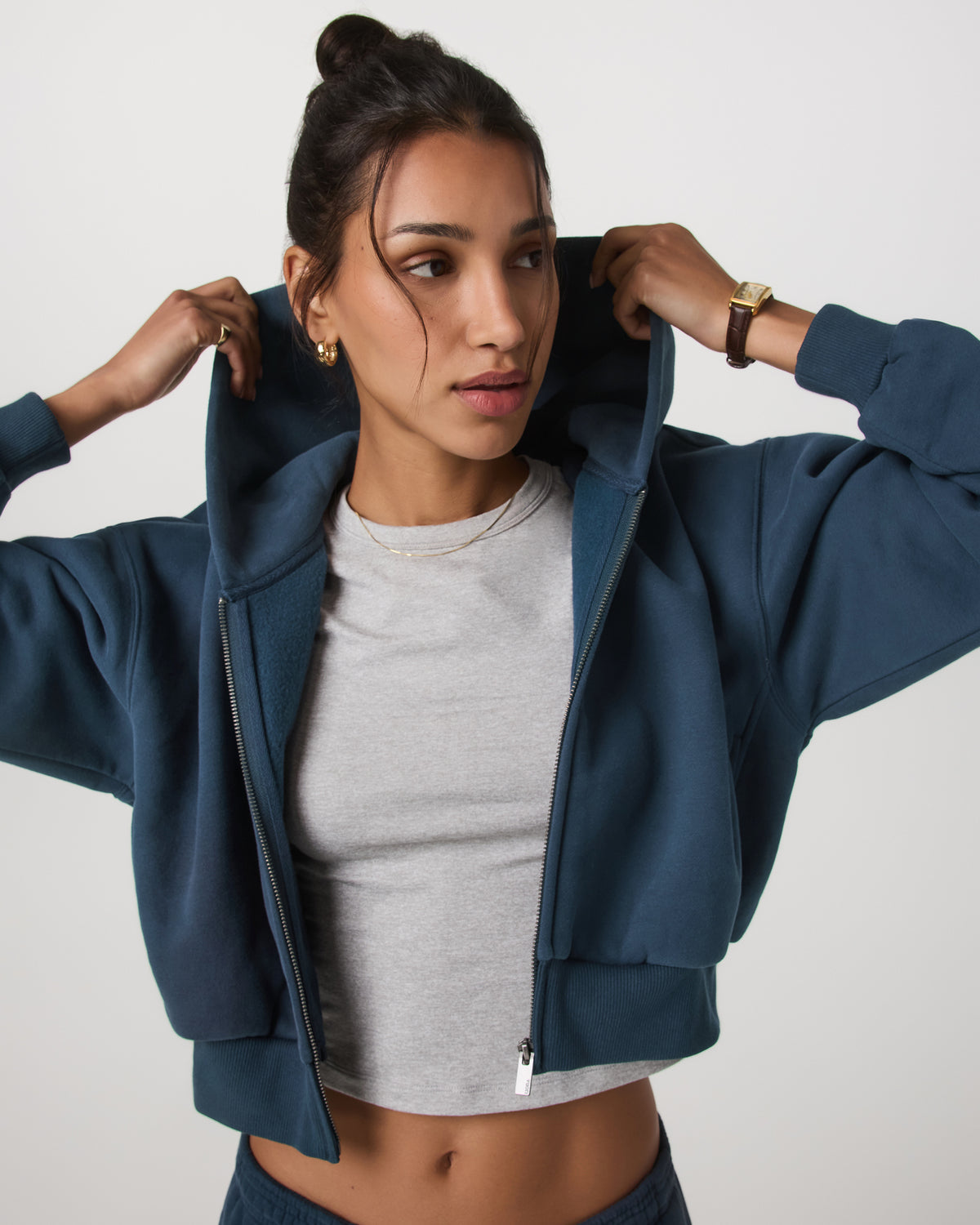 Vuori Restore Mini Full Zip Hoodie Ocean Blue Oversized Hoodie