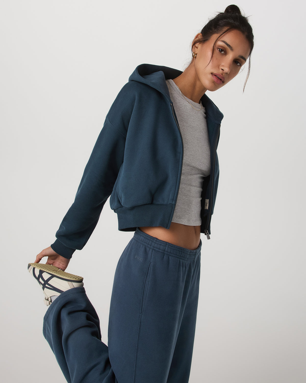 Vuori Restore Mini Full Zip Hoodie Ocean Blue Oversized Hoodie