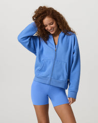 Vuori Restore Full Zip Hoodie Riviera Blue Zip-Up Sweater