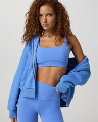 Vuori Restore Full Zip Hoodie Riviera Blue Zip-Up Sweater