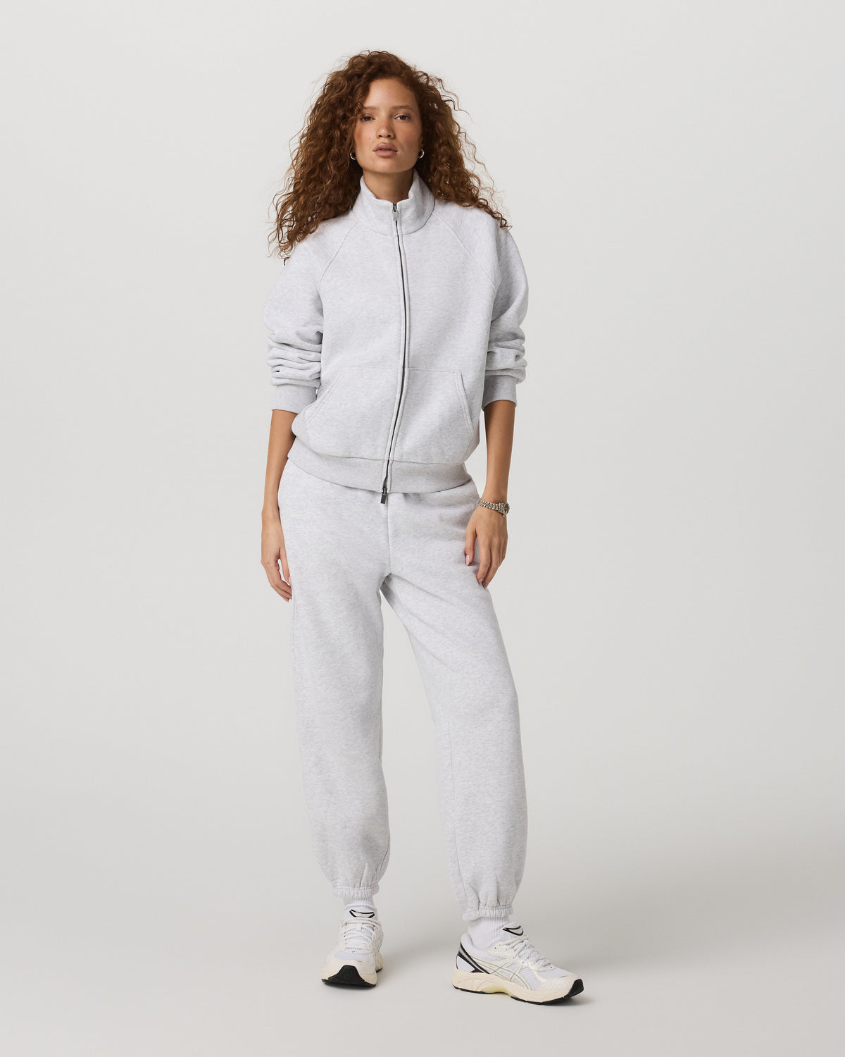 Vuori Restore Double Zip Sweatshirt Pale Grey Heather Full-Zip