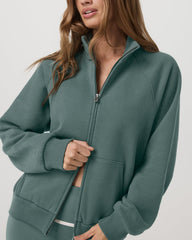Vuori Restore Double Zip Sweatshirt Agate Green Full-Zip Fleece
