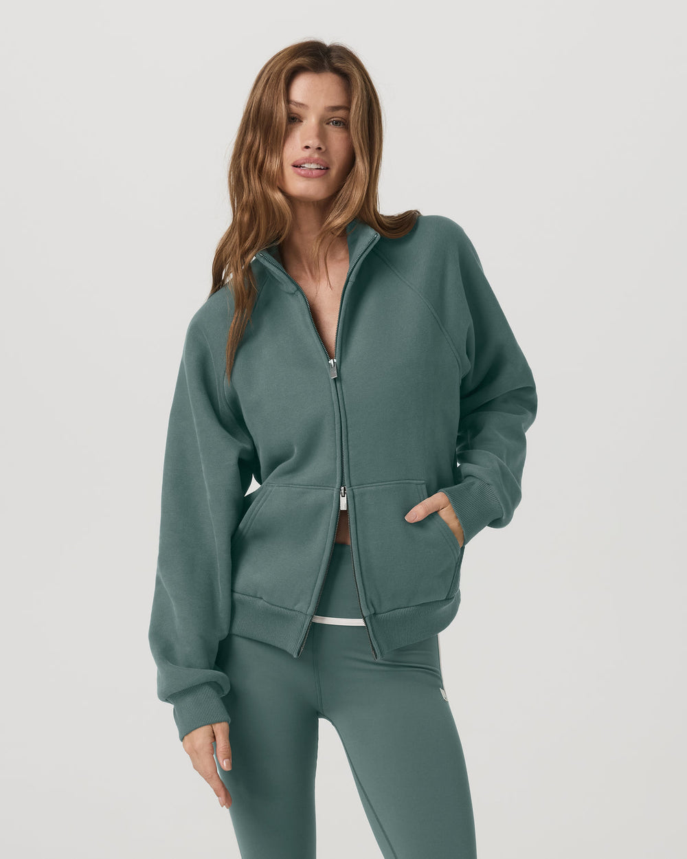 Vuori Restore Double Zip Sweatshirt Agate Green Full-Zip Fleece