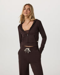 Vuori Halo Mini FZ Hoodie Women's Java Heather Hoodie