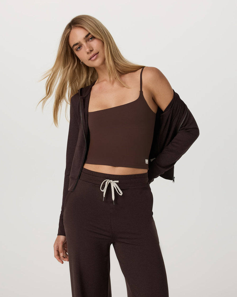 Vuori Halo Mini FZ Hoodie Women's Java Heather Hoodie