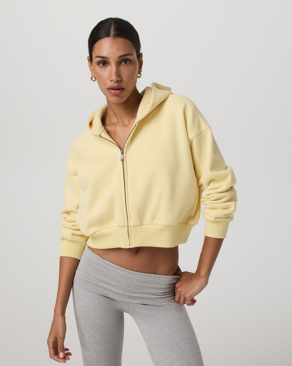 Vuori Restore Mini Full Zip Hoodie Lemon Snap Oversized Hoodie