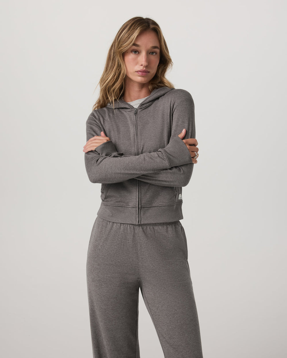Vuori Halo Mini FZ Hoodie Women's Chia Heather Hoodie