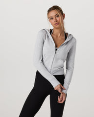 Vuori Halo Mini Full Zip Hoodie Pale Grey Heather