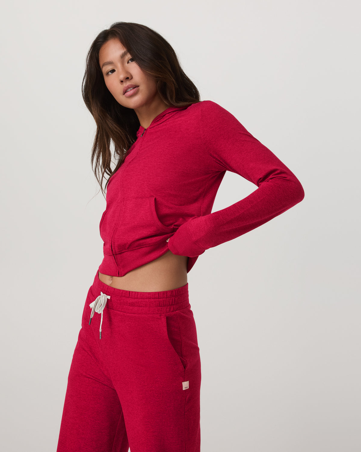 Vuori Halo Mini FZ Hoodie Women's Strawberry Heather Hoodie