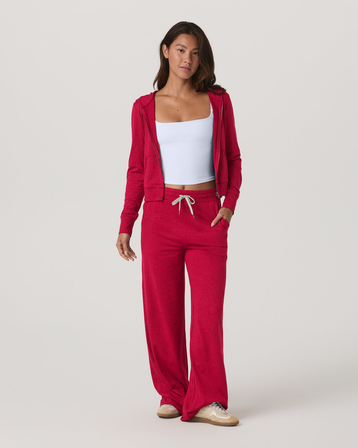 Vuori Halo Mini FZ Hoodie Women's Strawberry Heather Hoodie