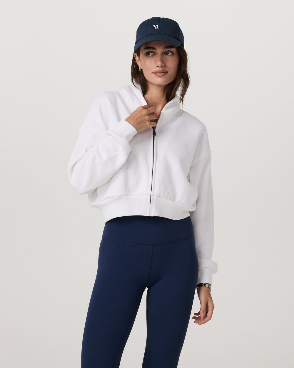 Vuori Restore Mini Full Zip Hoodie Women's White Jacket