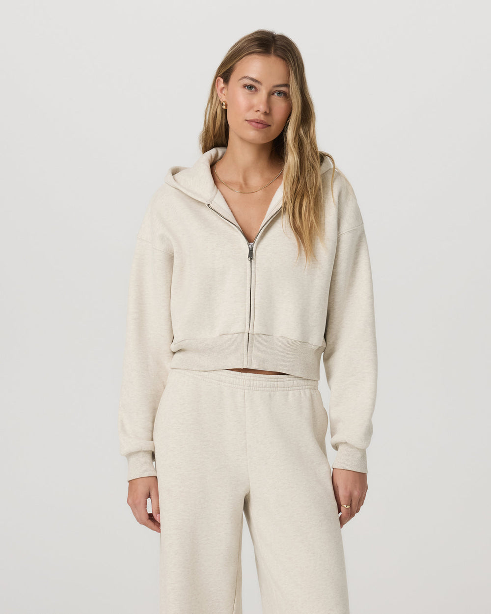 Vuori Restore Mini Full Zip Hoodie Bone Heather Jacket