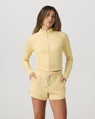 Vuori Halo Mini Track Jacket Lemon Snap Heather Cropped Zip-Up