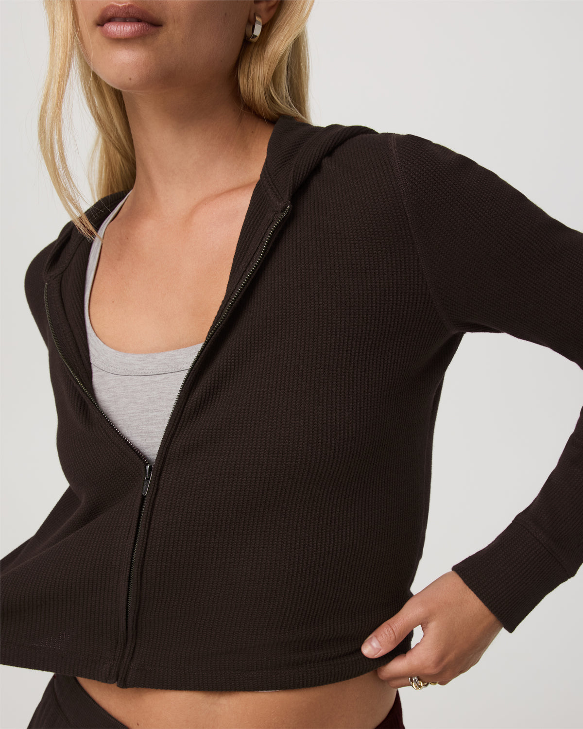 Vuori Waffle Full Zip Hoodie Women's Dark Java Hoodie