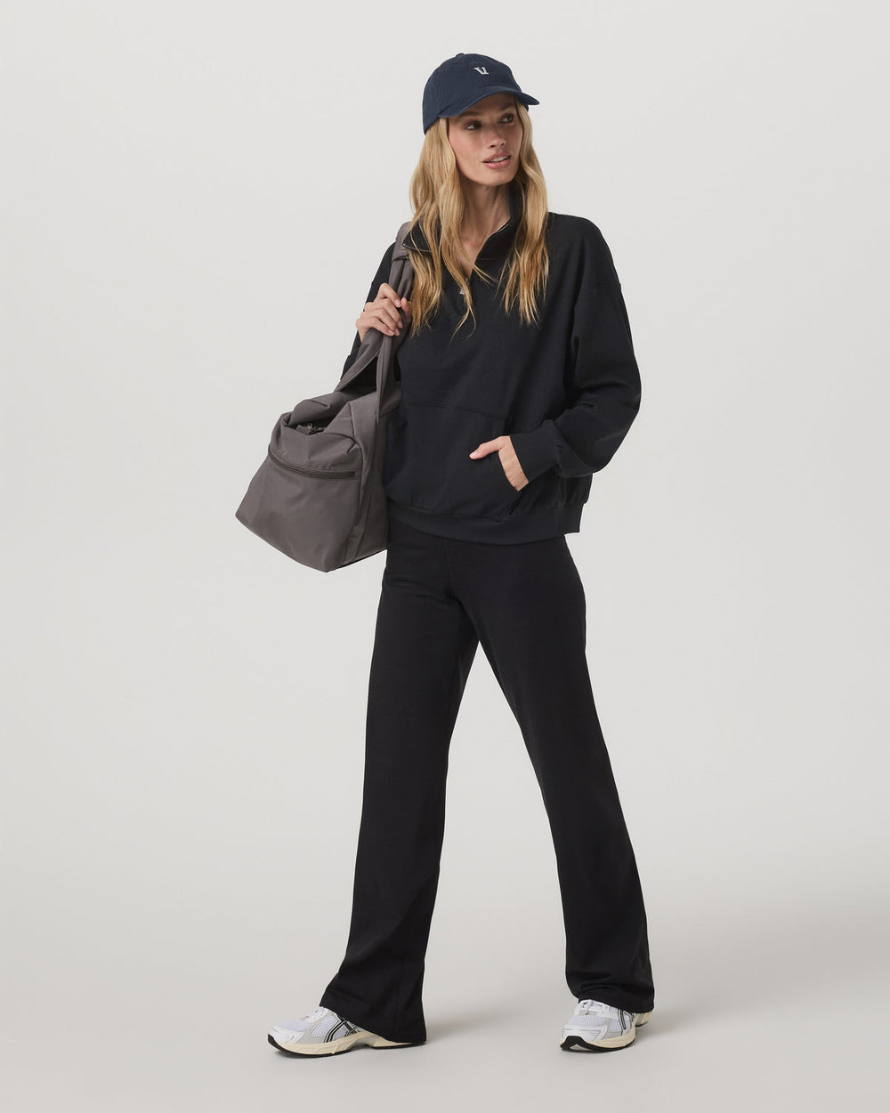 Vuori Granite Half Zip Black Heather Pullover Sweatshirt