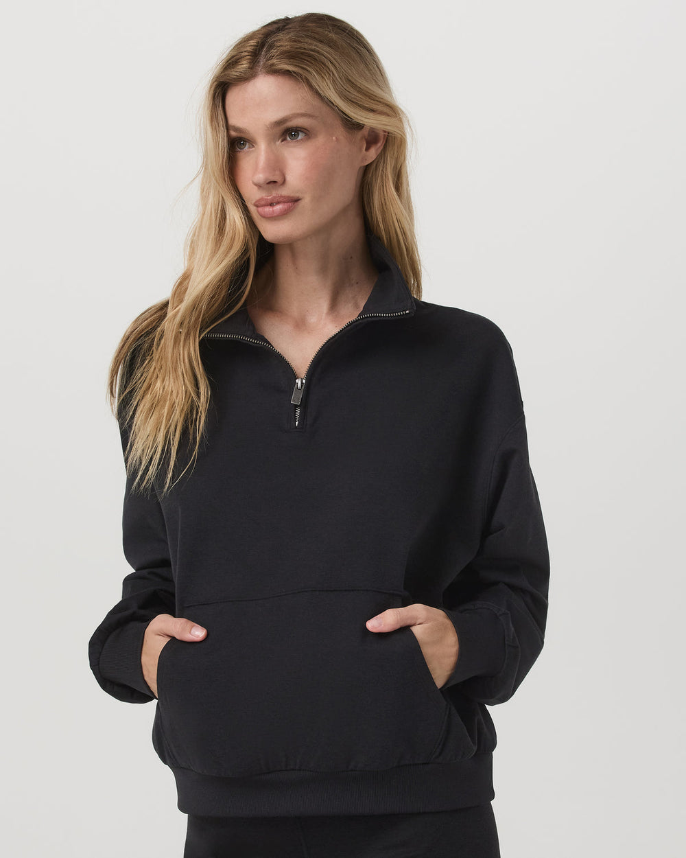 Vuori Granite Half Zip Black Heather Pullover Sweatshirt