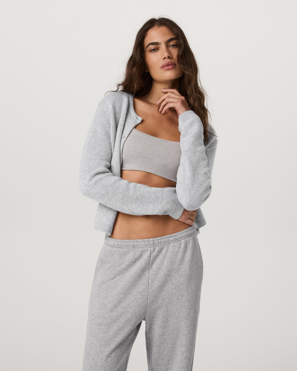 Vuori Émilie Cashmere Cardi Women's Pale Grey Heather