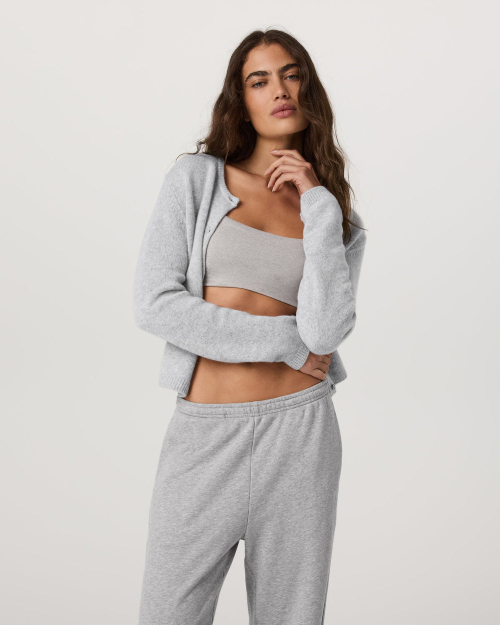Vuori Émilie Cashmere Cardi Women's Pale Grey Heather