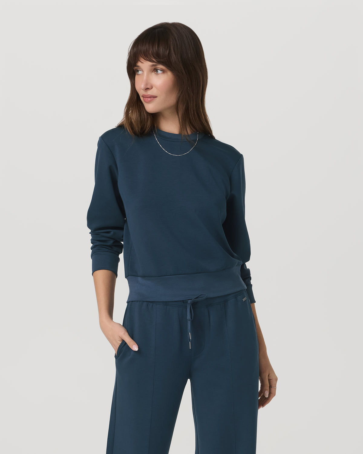Vuori Compose Crew Ocean Blue Pullover Fleece Sweatshirt