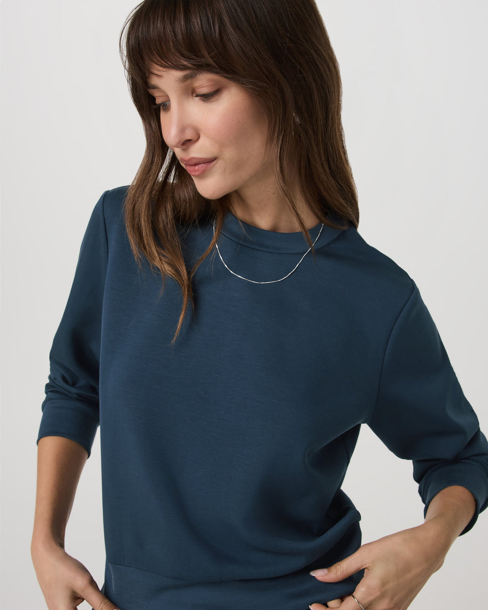 Vuori Compose Crew Ocean Blue Pullover Fleece Sweatshirt