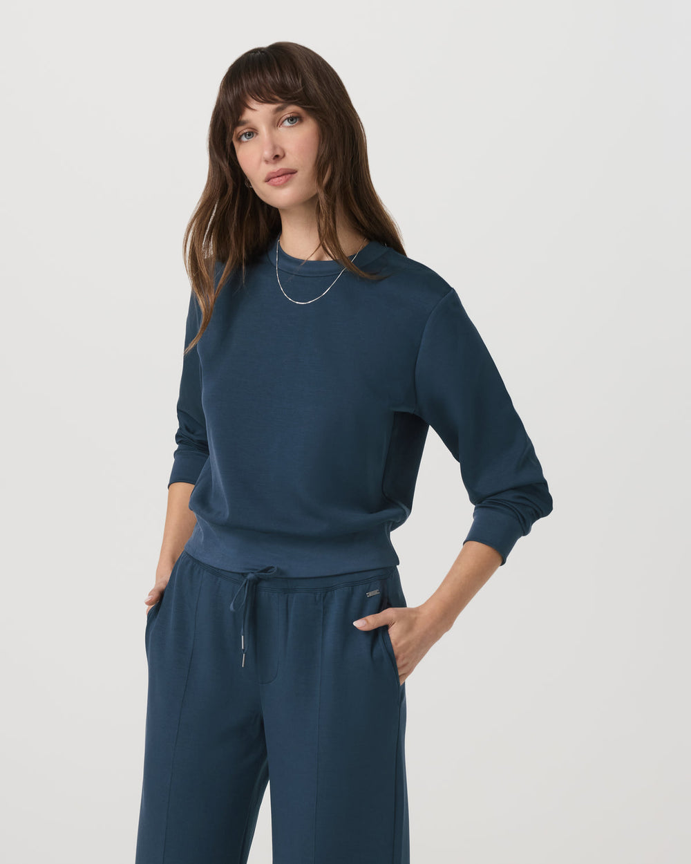 Vuori Compose Crew Ocean Blue Pullover Fleece Sweatshirt