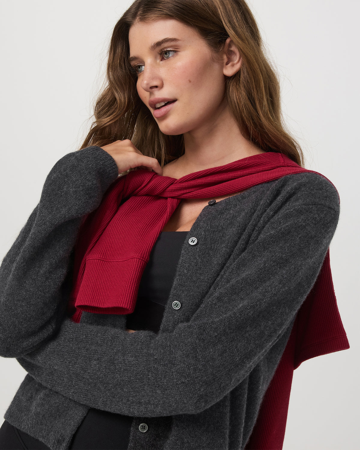 Vuori Émilie Cashmere Cardi Women's Charcoal Heather