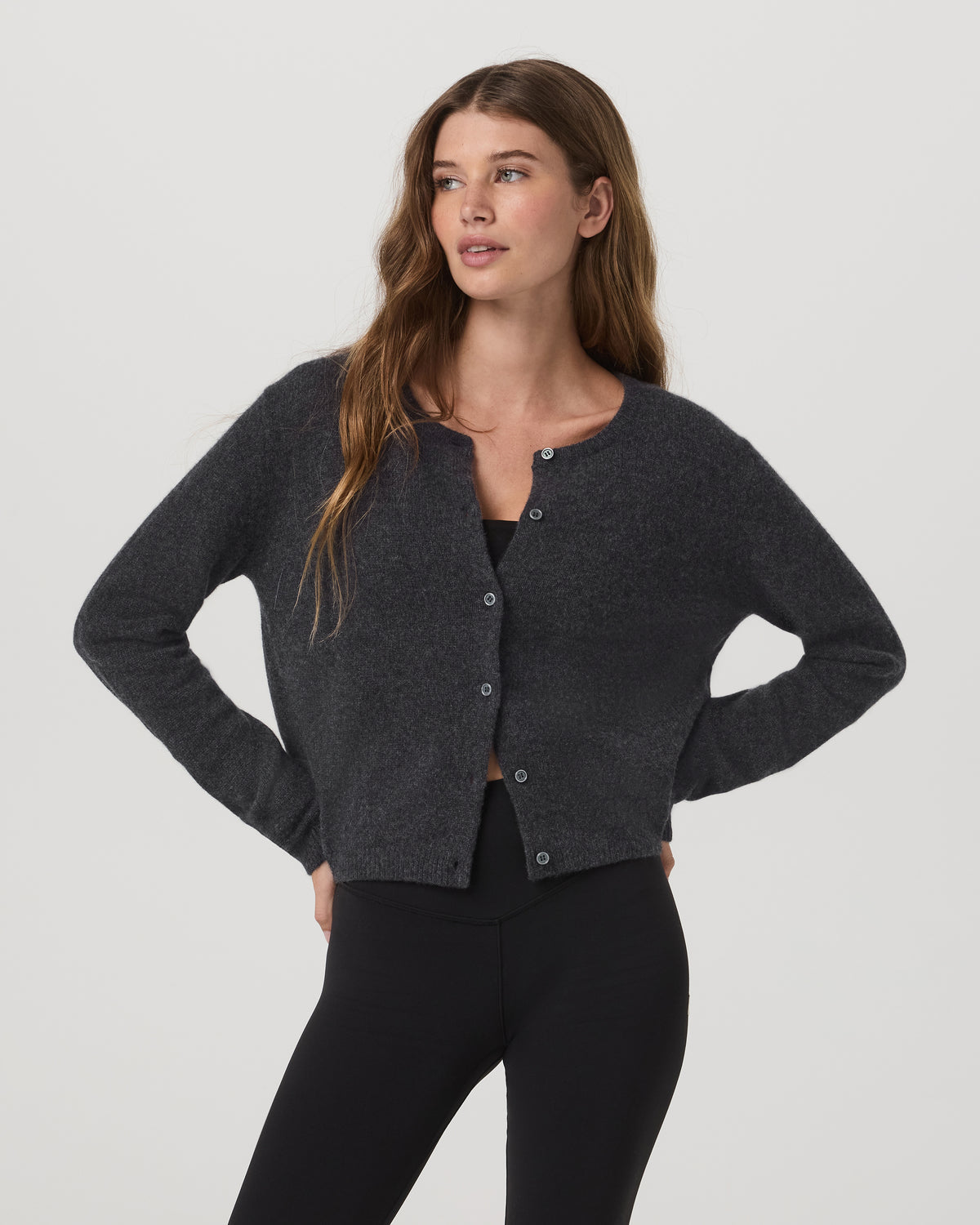 Vuori Émilie Cashmere Cardi Women's Charcoal Heather