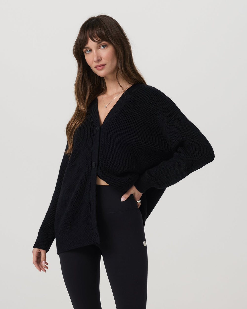 Vuori Alps Boyfriend Cardigan Women's Black Knit Sweater