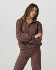 Vuori Granite Half Zip Women's Sable Heather Sweatshirt
