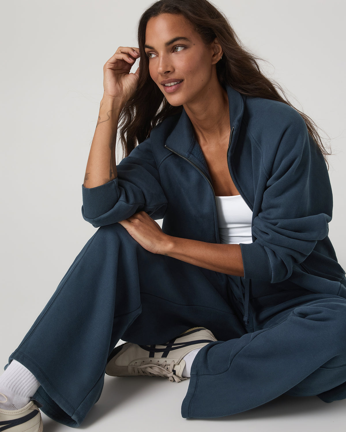 Vuori Restore Double Zip Sweatshirt Ocean Blue Full-Zip Fleece