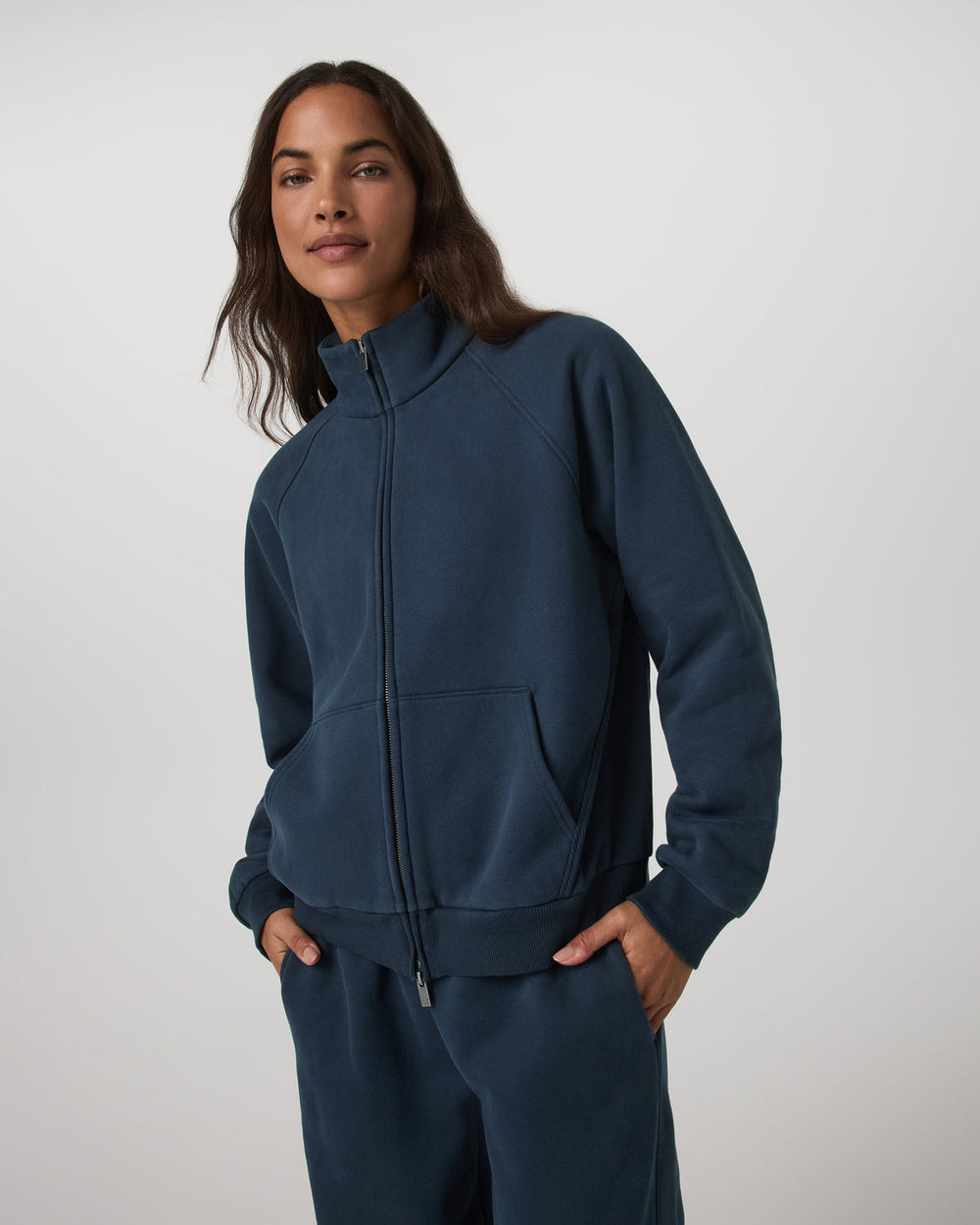 Vuori Restore Double Zip Sweatshirt Ocean Blue Full-Zip Fleece