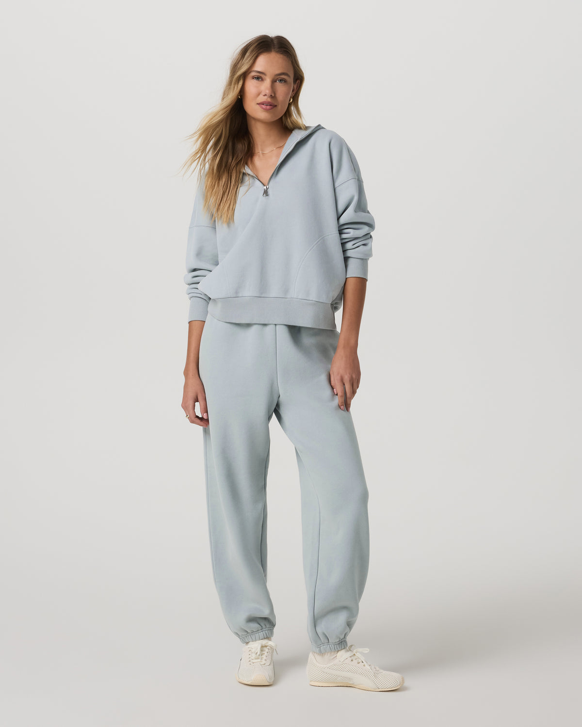 Vuori Restore Relaxed Half Zip Hoodie Blue Haze Jacket